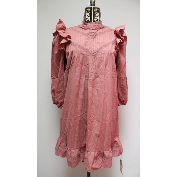 NWT Reformation Praline Burnt Orange Dinah Ruffle Dress Size 6 - Picture 2 of 6